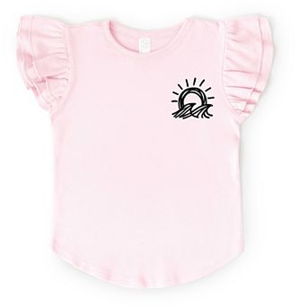 Sun and Waves Sketch - Flutter Sleeve Graphic T-Shirt