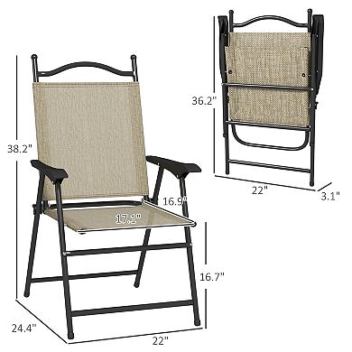 Set of 4 Folding Camping Chairs with Breathable Mesh Seating for Lawn and Garden
