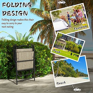 Set of 4 Folding Camping Chairs with Breathable Mesh Seating for Lawn and Garden