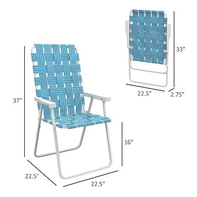 Set of 2 Folding Camping Chairs with Armrests and Portable Frame for Pool and Beach