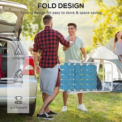 Set of 2 Folding Camping Chairs with Armrests and Portable Frame for Pool and Beach