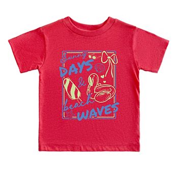 Sunny Days & Beach Waves Flamingo - Toddler Short Sleeve Graphic T-Shirt