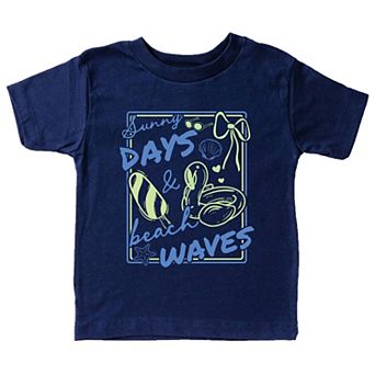 Sunny Days & Beach Waves Flamingo - Toddler Short Sleeve Graphic T-Shirt