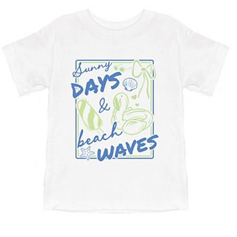 Sunny Days & Beach Waves Flamingo - Toddler Short Sleeve Graphic T-Shirt