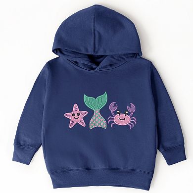 Embroidered Crab Starfish Tail - Toddler Hoodie