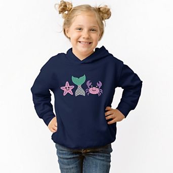Embroidered Crab Starfish Tail - Toddler Hoodie