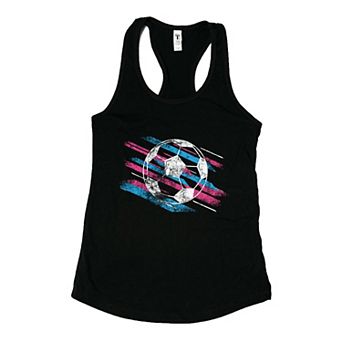 Soccer Pink and Blue - Women's Graphic Racerback Tank Top