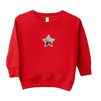 Patriotic Star Faux Patchwork Print - Toddler Graphic Sweatshirt