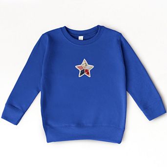 Patriotic Star Faux Patchwork Print - Toddler Graphic Sweatshirt
