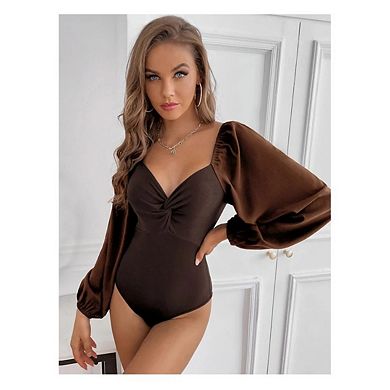 Womens V Neck Bodysuit Fashion Long Sleeve Going Out Tops