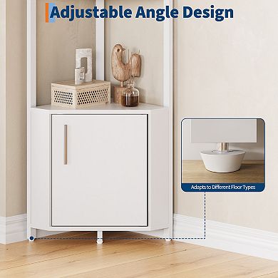 5-Tier Corner Shelf Stand, 58in Narrow Bookshelf with Metal Frame Storage Rack