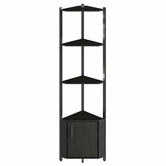 5 tier Corner Shelf Stand, 58 in Narrow Bookshelf with Metal Frame Storage Rack