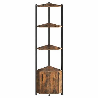 5 tier Corner Shelf Stand, 58 in Narrow Bookshelf with Metal Frame Storage Rack