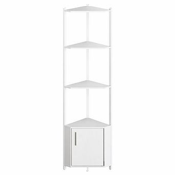 5 tier Corner Shelf Stand, 58 in Narrow Bookshelf with Metal Frame Storage Rack
