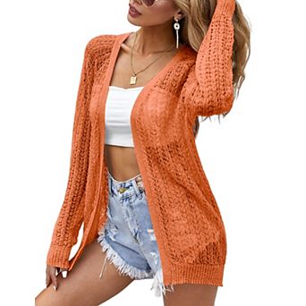 Women's Long Sleeve Cardigan Sweater Open Front Casual Knit Outerwear