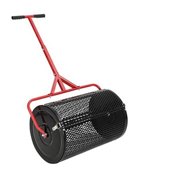 24Inch Compost Seeder Roller - Adjustable T-Handle, Side Latches, Spreads Topsoil, Seed, Fertilizer
