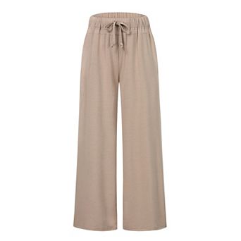 Women's Drawstring Elastic Waist Wide Leg Pants Casual Athletic Pants