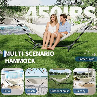 Portable Double Hammock with Heavy Duty Steel Stand & Carrying Bag