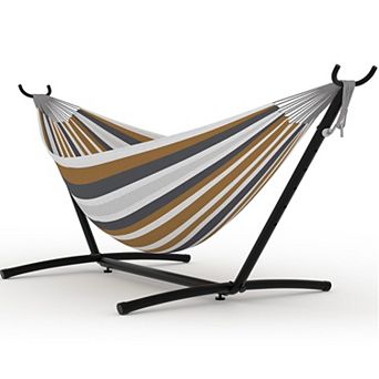 Portable Double Hammock with Heavy Duty Steel Stand & Carrying Bag