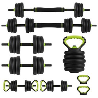 44 LB Adjustable Dumbbell Set, 4-in-1 Free Weight Set with Sand-Filled PE Plates