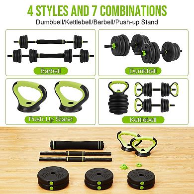 44 LB Adjustable Dumbbell Set, 4-in-1 Free Weight Set with Sand-Filled PE Plates