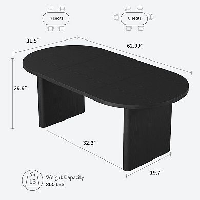 Oval Executive Desk, Large Wood Computer Desk with Double Pedestal for Home Office