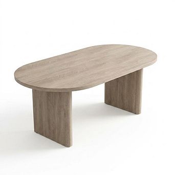 Oval Executive Desk, Large Wood Computer Desk with Double Pedestal for Home Office
