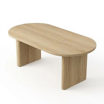 Oval Executive Desk, Large Wood Computer Desk with Double Pedestal for Home Office
