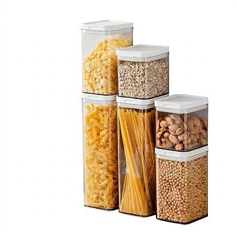 6 pc Airtight Food Storage Containers Set, Double Lid Seal Pantry Organization Canisters