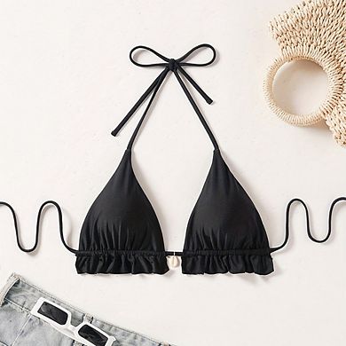 Women's Triangle Bikini Halter String Tie Bikini Bathing Suit Swim Top