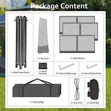 Outdoor Canopy Tent with Mesh Walls Steel Frame Waterproof UV Protection Shelter
