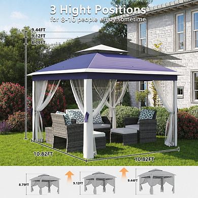 Outdoor Canopy Tent with Mesh Walls Steel Frame Waterproof UV Protection Shelter
