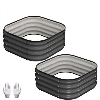 Raised Garden Bed, 2x2x1 ft Galvanized Steel Planter Box with Anti-Rust Coating, Rounded Edges