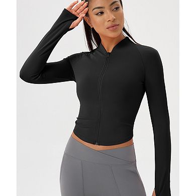 Women's Full-Zip Training Top Slim-Fit Outdoor Long Sleeve Workout Jacket
