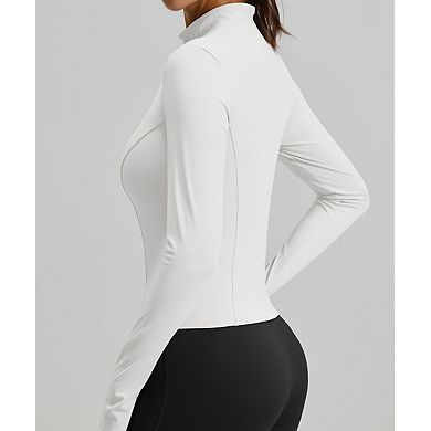 Women's Performance Cycling Jacket Mock Neck Stretchy Yoga Workout Top