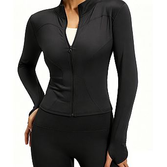Women's Performance Cycling Jacket Mock Neck Stretchy Yoga Workout Top
