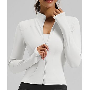 Women's Performance Cycling Jacket Mock Neck Stretchy Yoga Workout Top