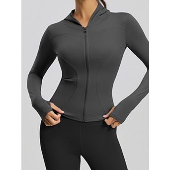 Women's Hooded Yoga Jacket Lightweight Wind-Resistant Running Outerwear