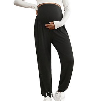 Maternity Over-the-Belly Workout Pants Adjustable Support Lounge Joggers