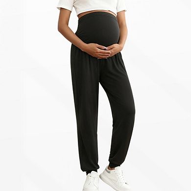 Maternity Over-the-Belly Workout Pants Adjustable Support Lounge Joggers