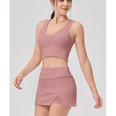 Women's Reversible Yoga Tank Top Ribbed Performance Training Vest