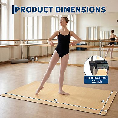 6 x 4 ft Dance Floor,Non-Slip Dance Floor Mat, 5 mm Thick Exercise Flooring Dance Roll