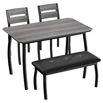 4 pc Farmhouse Dining Table Set, Space Saving Rustic Kitchen Table