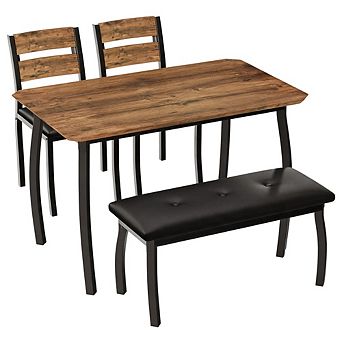 4 pc Farmhouse Dining Table Set, Space Saving Rustic Kitchen Table