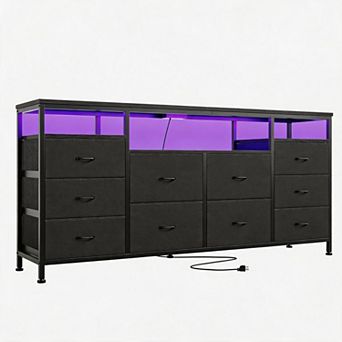 10 Drawer Dresser for 75 in TVs, Multi-Functional Storage Organizer Dresser for Closet Living Room