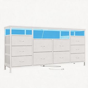 10 Drawer Dresser for 75 in TVs, Multi-Functional Storage Organizer Dresser for Closet Living Room