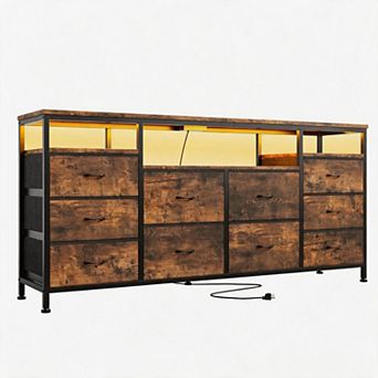 10 Drawer Dresser for 75 in TVs, Multi-Functional Storage Organizer Dresser for Closet Living Room