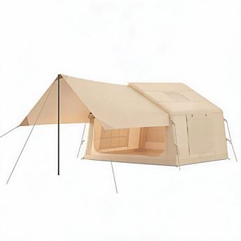 Camping Tent Easy Setup Hot Tent with Skylight & Stove Jack, Blow Up with Pump for 6-8 Person