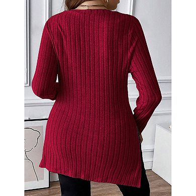 Fall Sweater for Women Long Sleeve Tunic Top Fashion Square Neck Pullover Casual Sweater Blouse