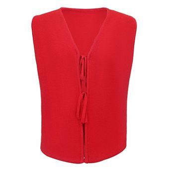 Sweater Vests for Women Fashion Striped Knit Vest Tie Front Sleeveless Cardigan